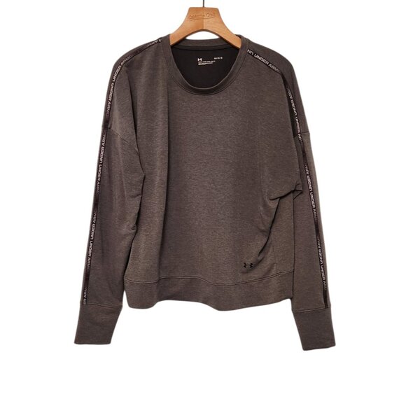 Under Armour Rival Terry Sweatshirt Taped Crew Loose‎ Fit Gray Womens Large EUC - Picture 1 of 13